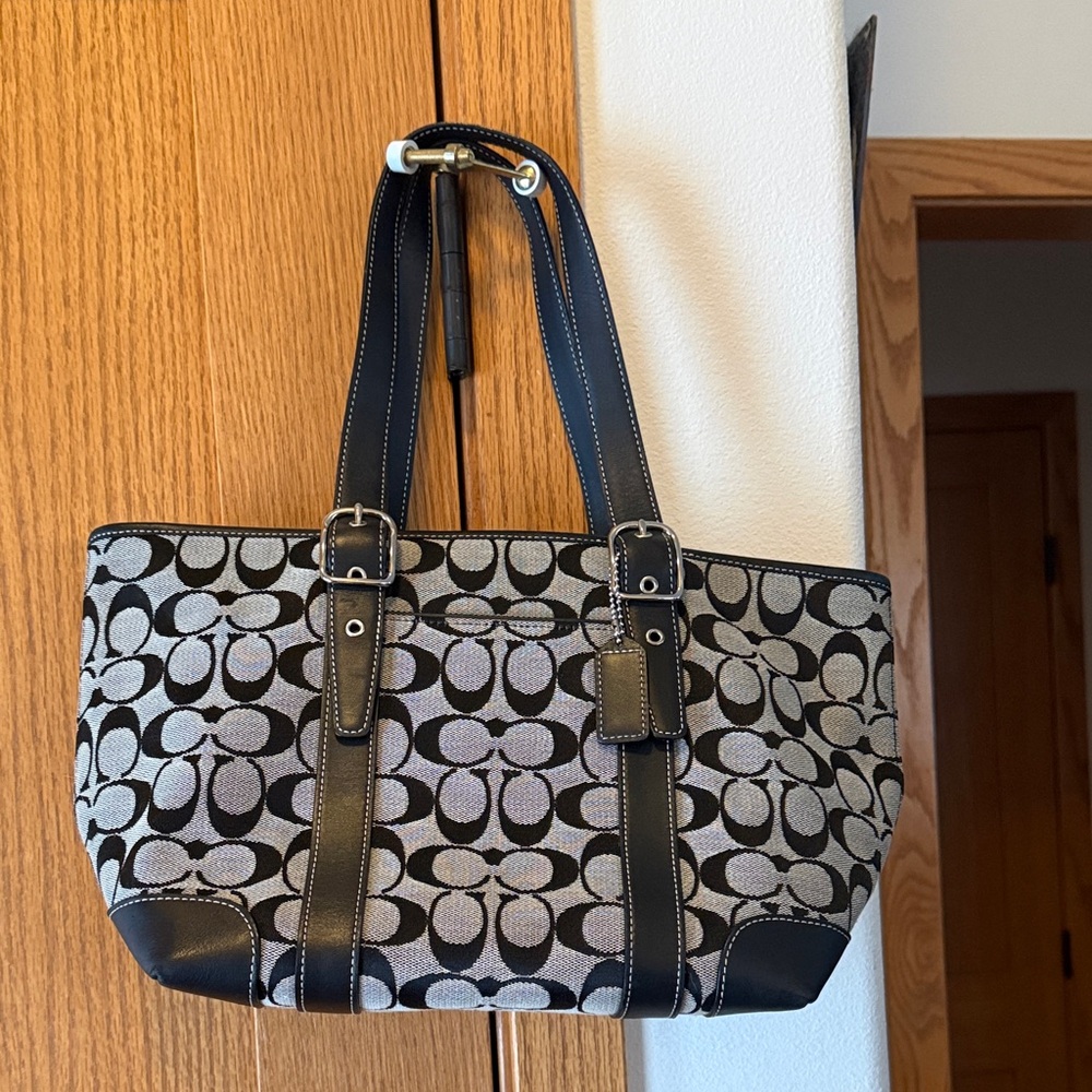 Authentic Coach Black and Gray Signature Tote